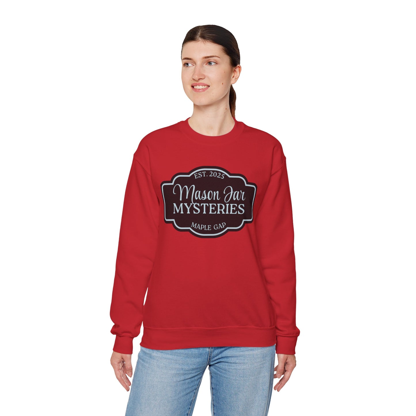 Mason Jar Mysteries Sweatshirt, Cozy Unisex Crewneck, Farmhouse Style, Gift for Friends, Casual Layering, Perfect for Fall