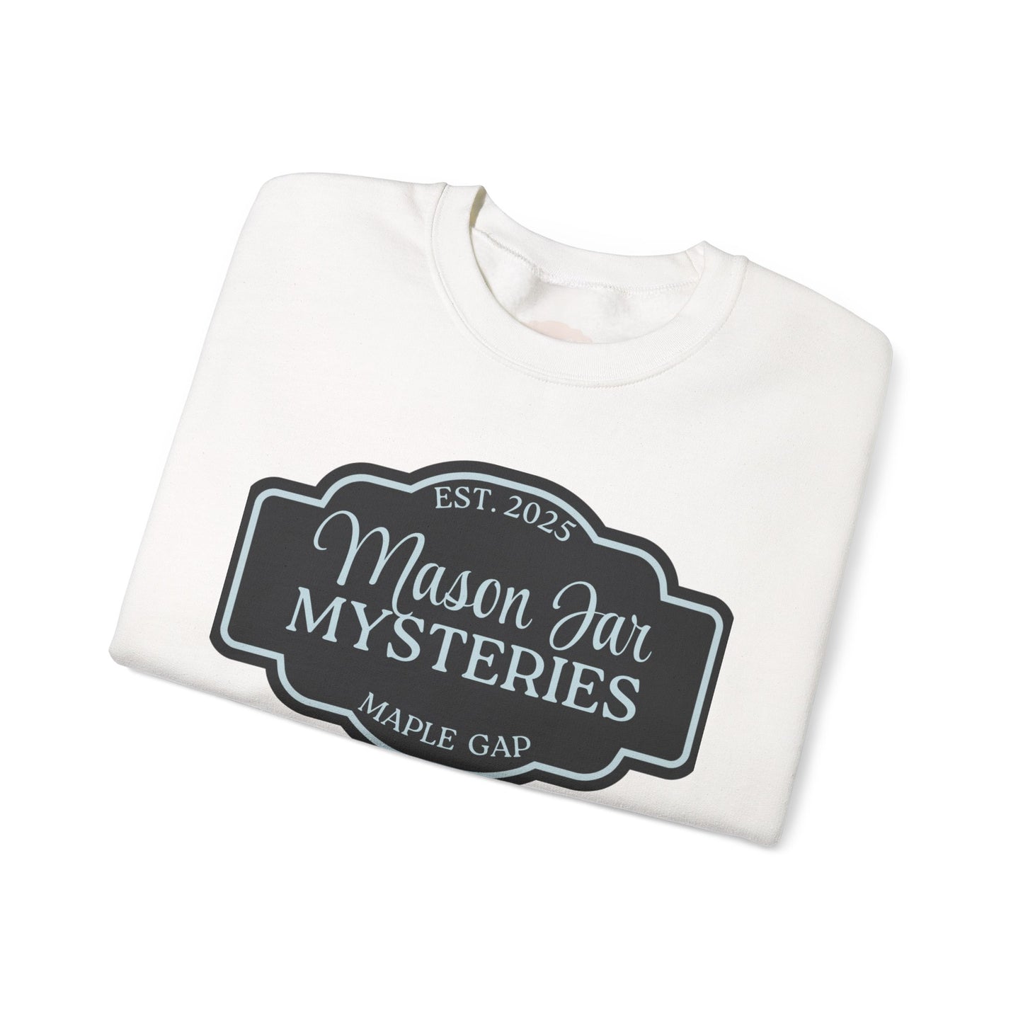 Mason Jar Mysteries Sweatshirt, Cozy Unisex Crewneck, Farmhouse Style, Gift for Friends, Casual Layering, Perfect for Fall