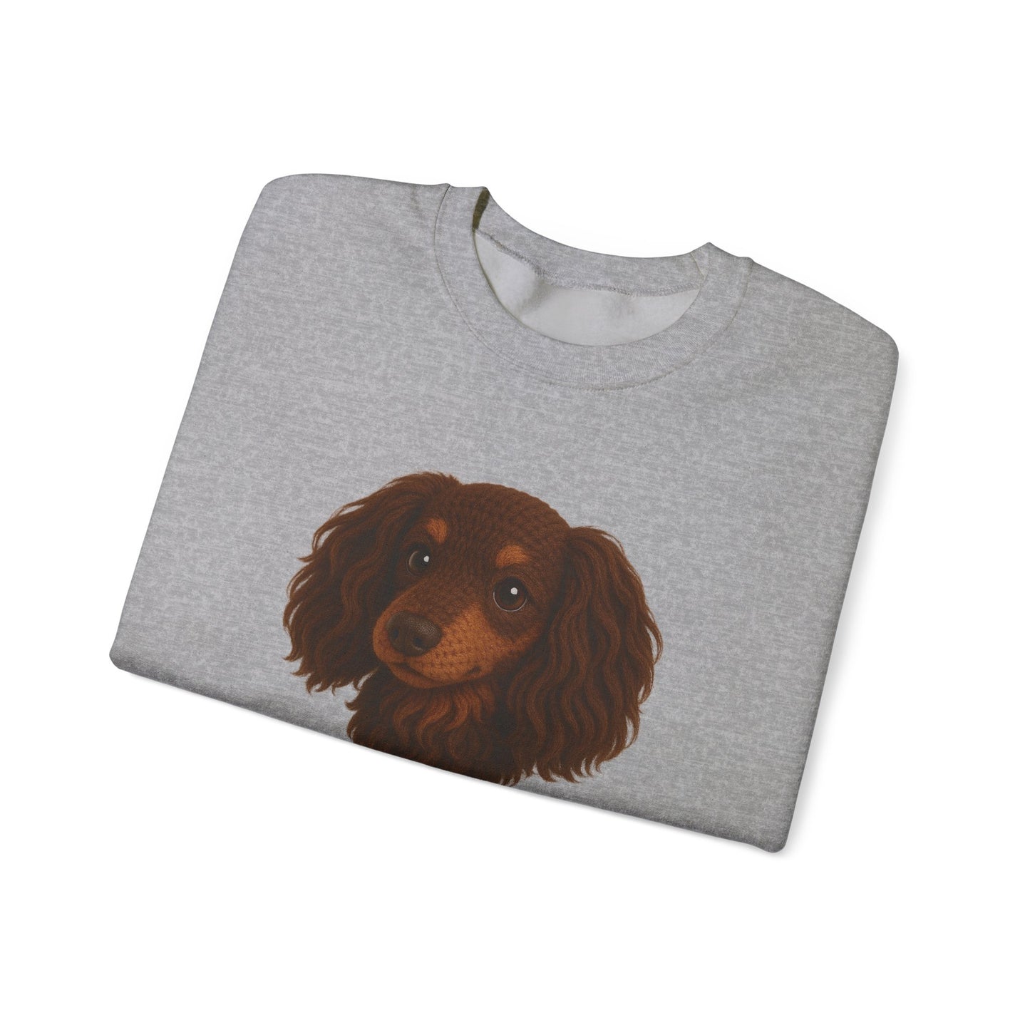 Crochet longhair Dachshund 3D Crewneck Sweatshirt, Comfortable Casual Wear, Gifts for Friends,  Dog lover