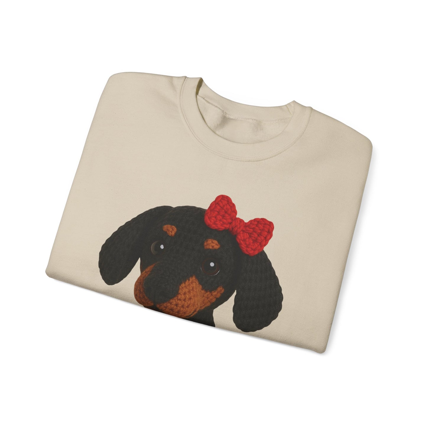 Crochet Dachshund 3D Crewneck Sweatshirt, Comfortable Casual Wear, Gifts for Friends,  Dog lover