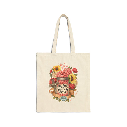Floral Tote Bag - My Jar Runneth Over Design