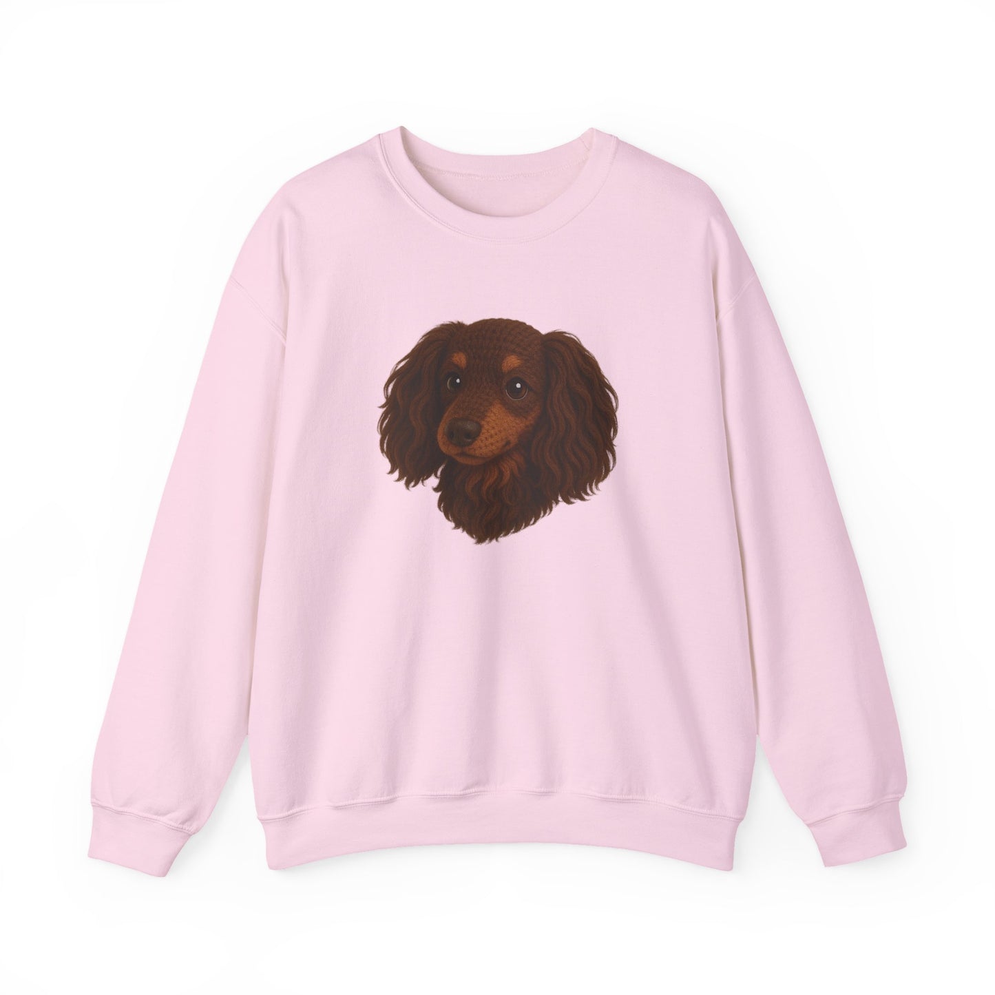 Crochet longhair Dachshund 3D Crewneck Sweatshirt, Comfortable Casual Wear, Gifts for Friends,  Dog lover