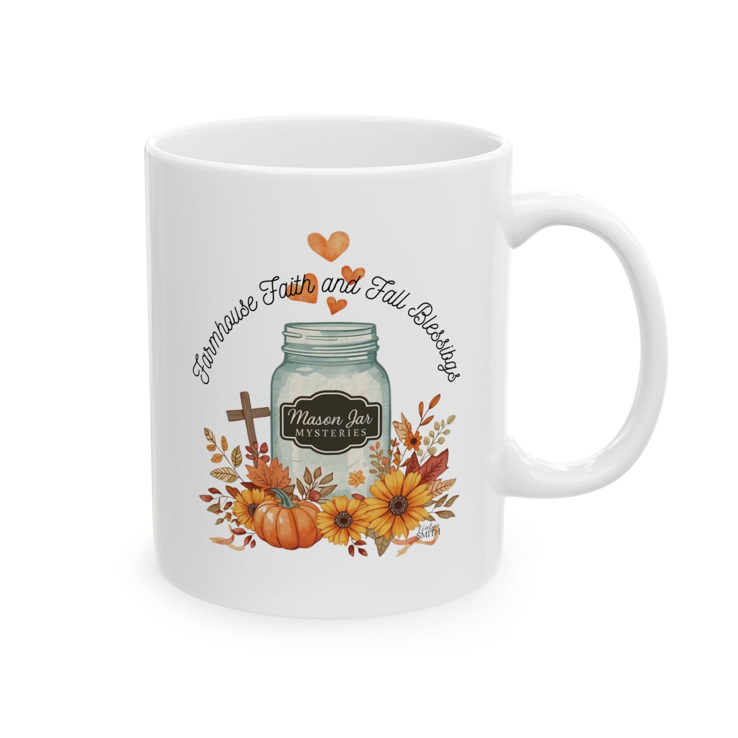 Farmhouse Faith & Fall Blessings Coffee Mug |  Mason Jar Cozy Mystery Book Lover Gift