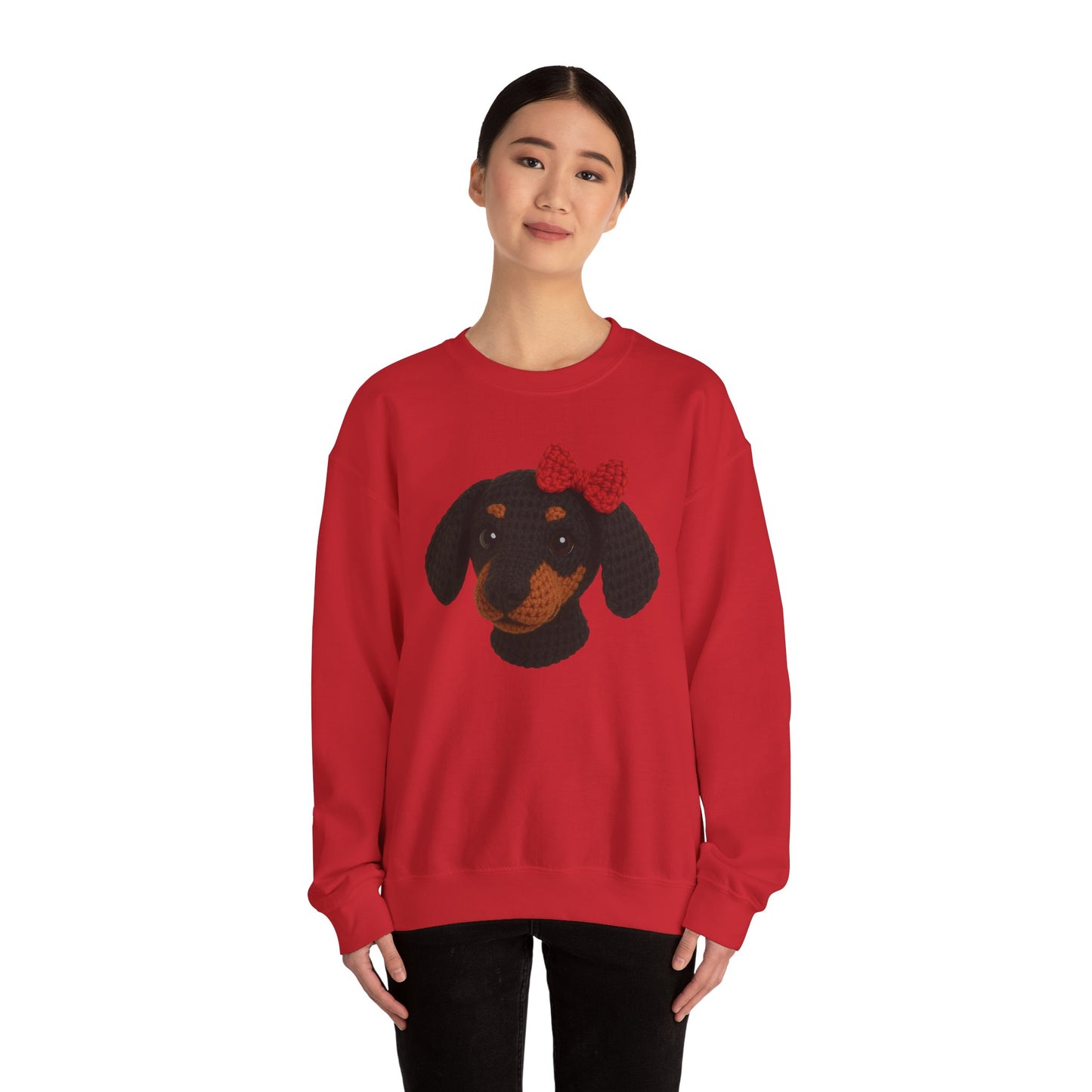 Crochet Dachshund 3D Crewneck Sweatshirt, Comfortable Casual Wear, Gifts for Friends,  Dog lover