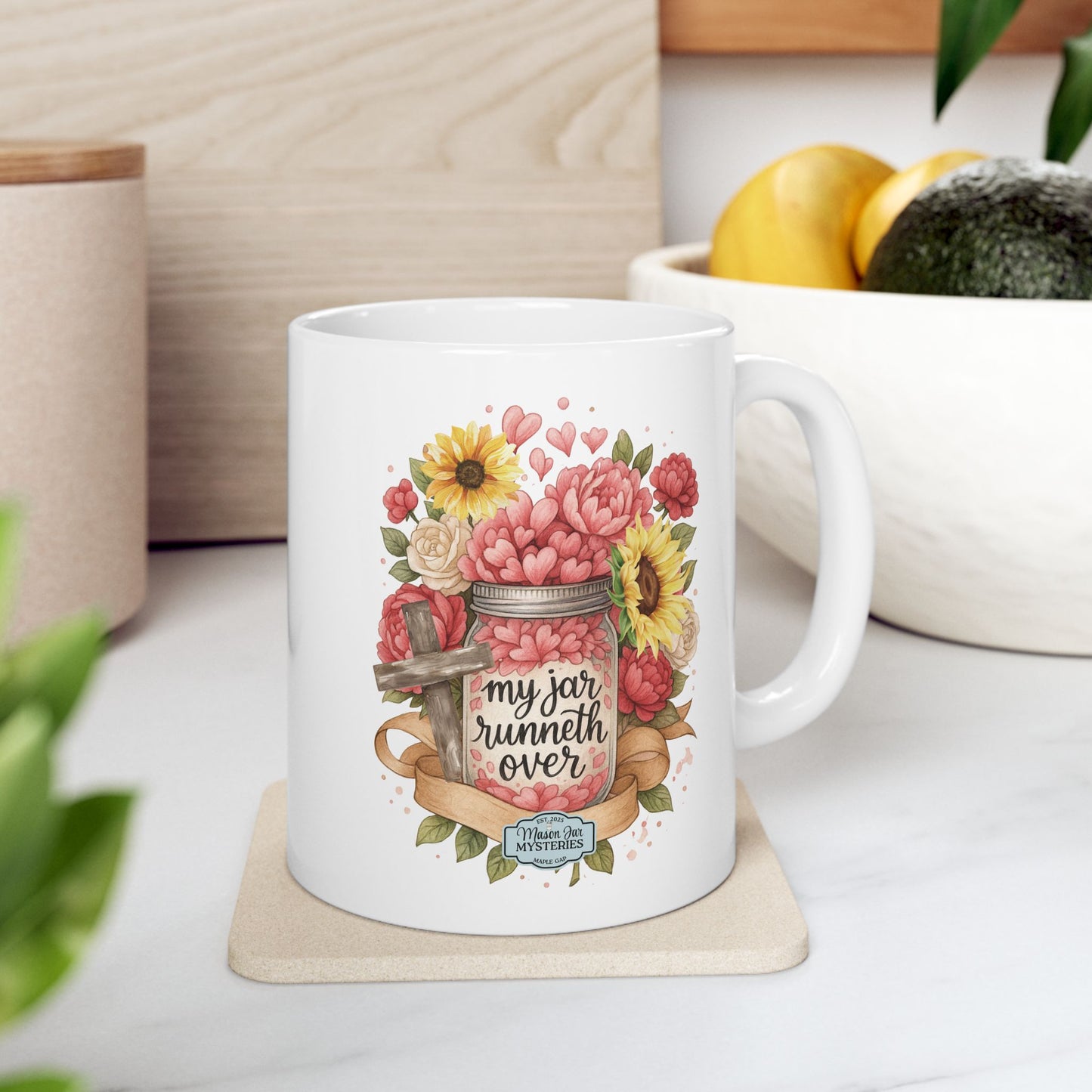 ☕️ My Jar Runneth Over - by Mason Jar Mysteries Mug  |  Mason Jar Cozy Mystery Book Lover Gift
