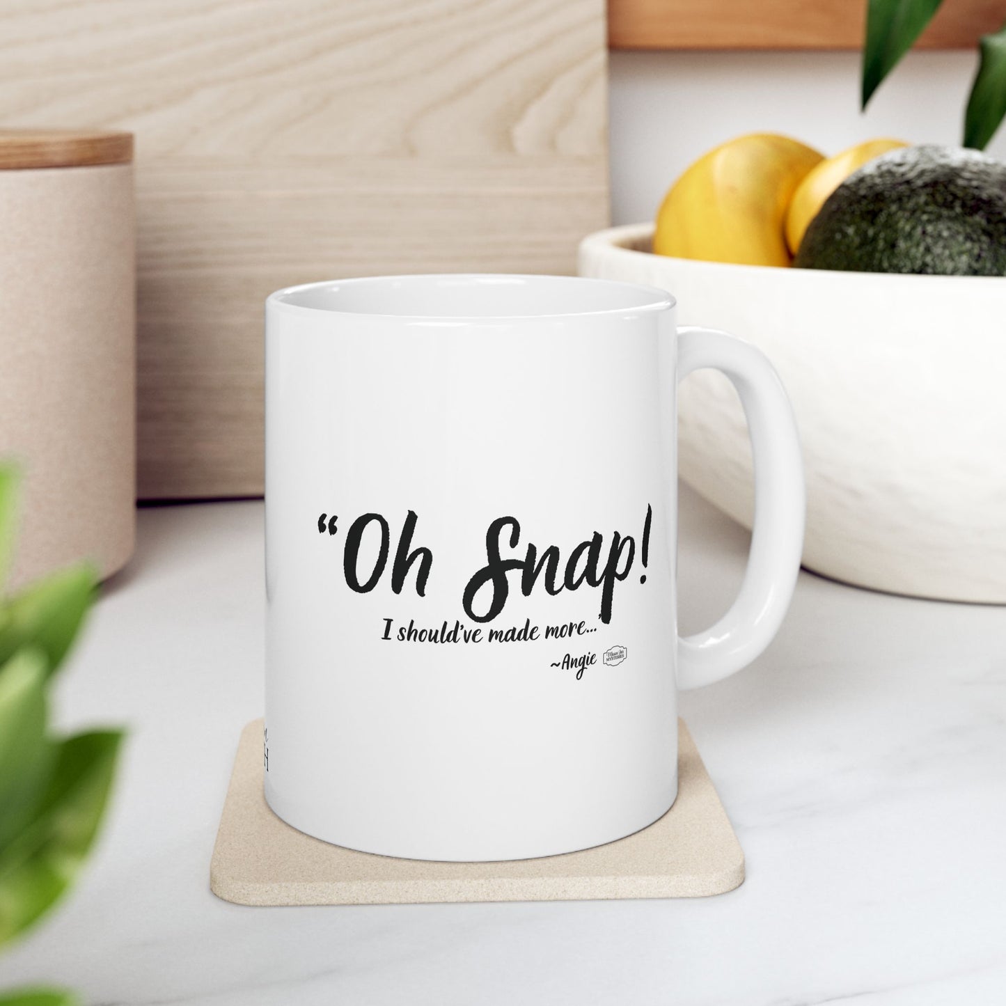 “Oh Snap” Coffee Lover's Ceramic Mug, Funny Gift for Friends, Office Humor, Personalized Drinkware, Unique Housewarming Mug