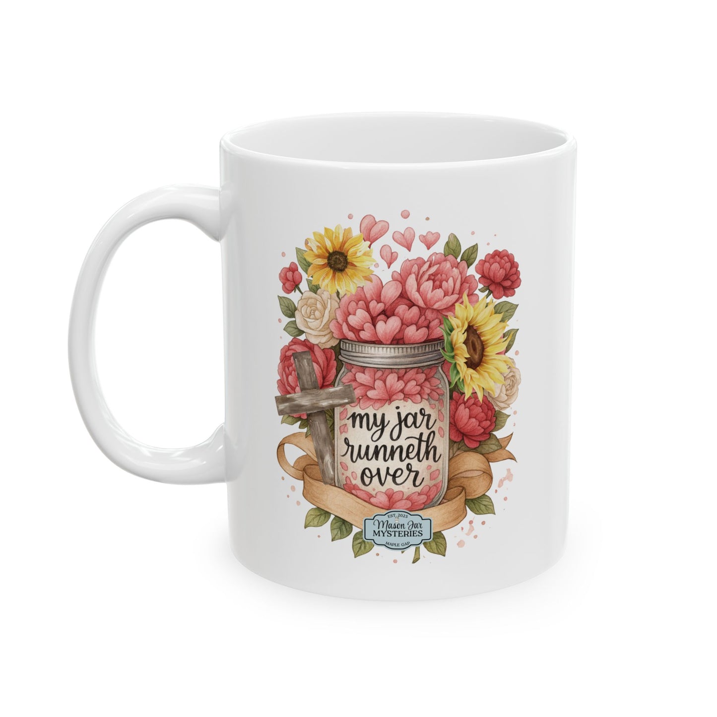 ☕️ My Jar Runneth Over - by Mason Jar Mysteries Mug  |  Mason Jar Cozy Mystery Book Lover Gift