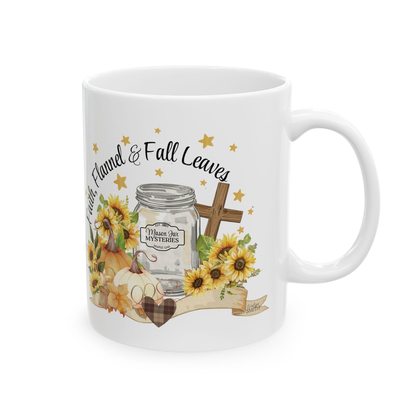 Faith, Flannel & Fall Leaves | Mason Jar Cozy Mystery Book Lover Gift