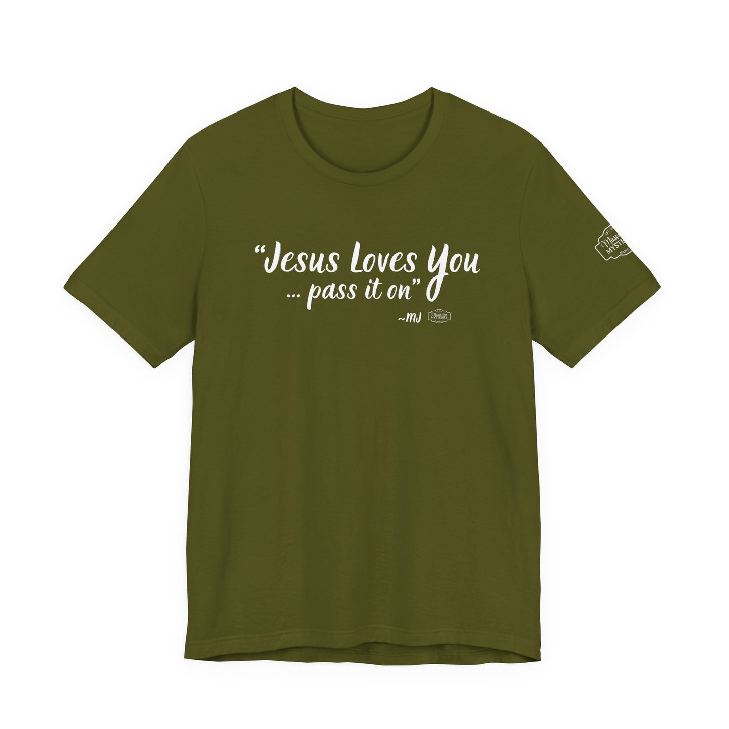 “Jesus loves you pass it on” T-Shirt | Mason Jar Mysteries Southern Saying Tee | Faith-Inspired Graphic Shirt | Casual Comfort Tee in Multiple Colors