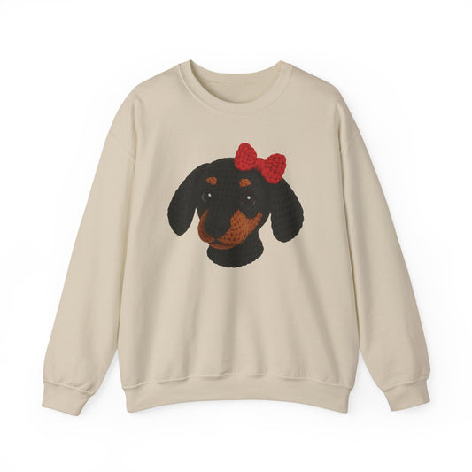 Crochet Dachshund 3D Crewneck Sweatshirt, Comfortable Casual Wear, Gifts for Friends,  Dog lover