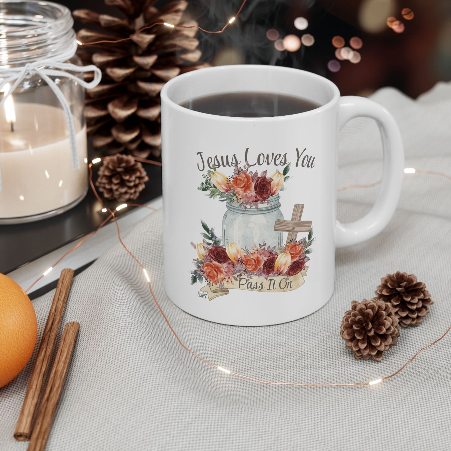 Jesus Loves You Pass It On Cup  |  Mason Jar Cozy Mystery Book Lover Gift