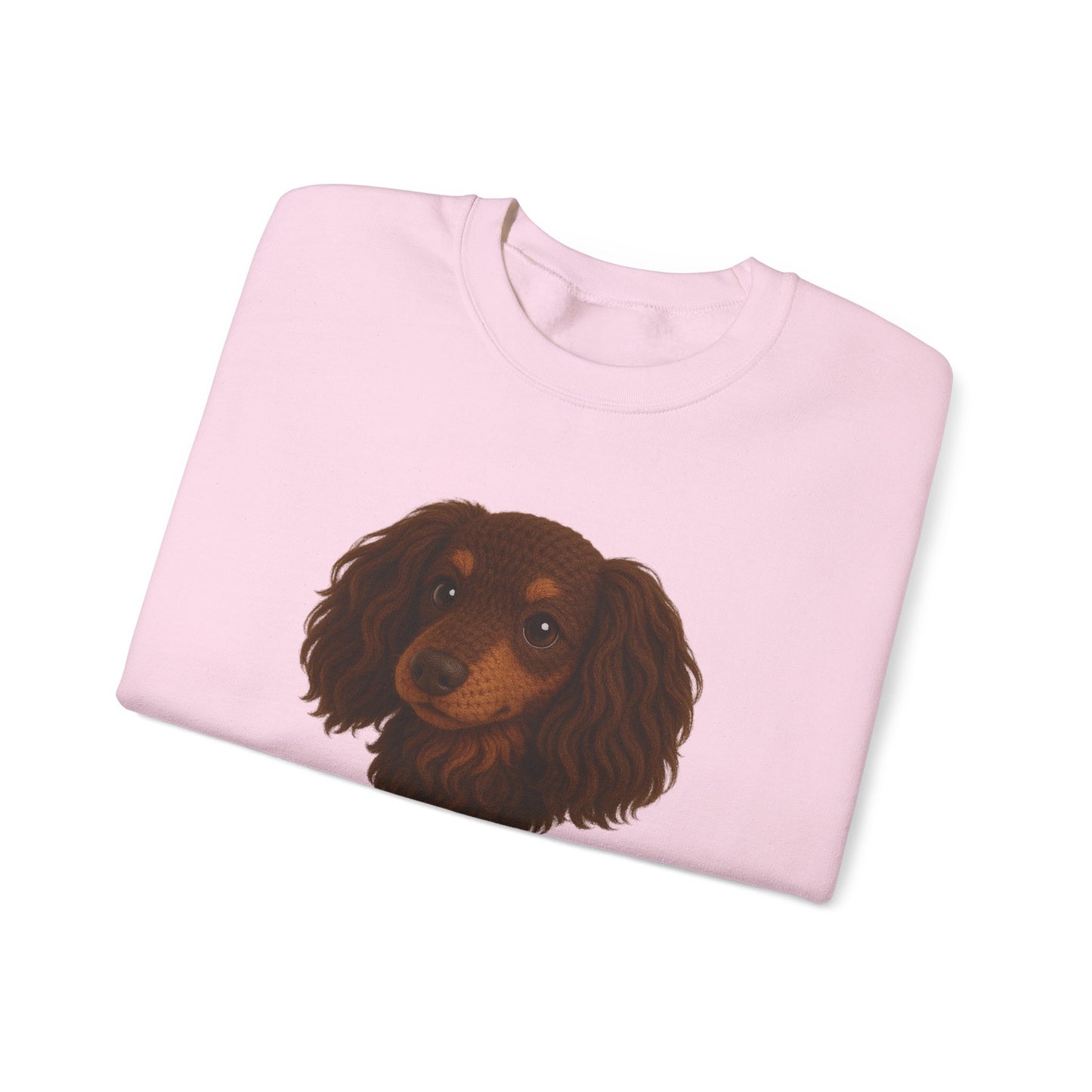 Crochet longhair Dachshund 3D Crewneck Sweatshirt, Comfortable Casual Wear, Gifts for Friends,  Dog lover