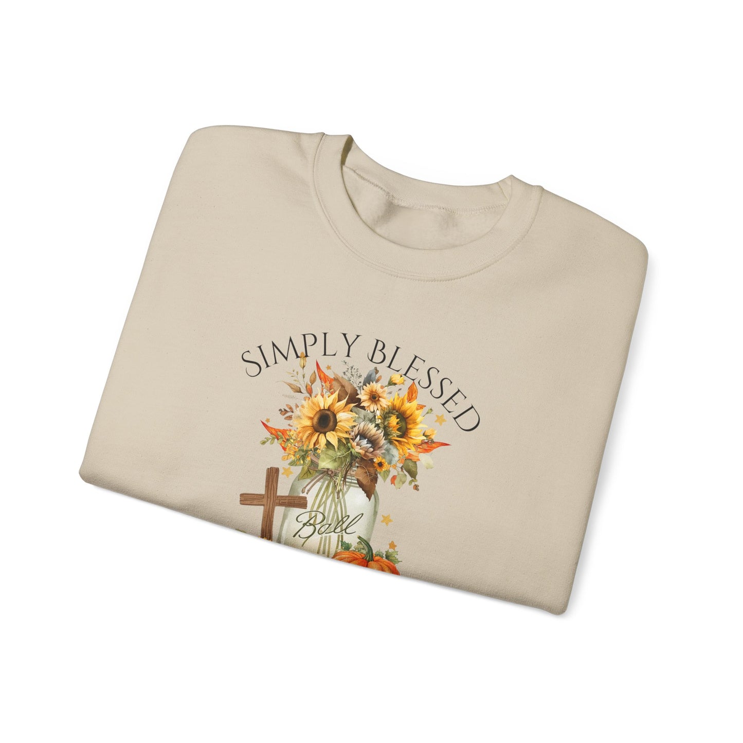 Simply Blessed Crewneck Sweatshirt with Sunflower Design, Cozy Fall Apparel, Autumn Fashion, Inspirational Gift, Unisex Sweater