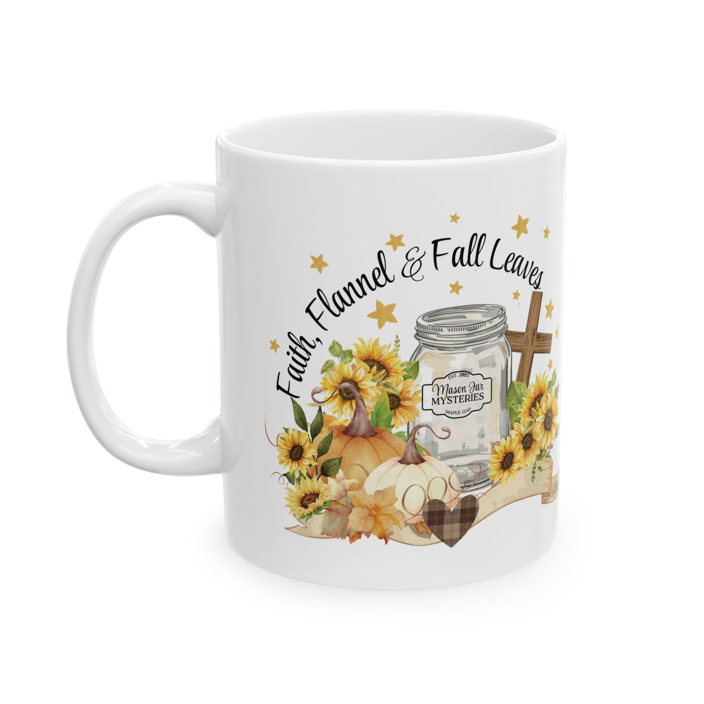 Faith, Flannel & Fall Leaves | Mason Jar Cozy Mystery Book Lover Gift