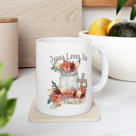 Jesus Loves You Pass It On Cup  |  Mason Jar Cozy Mystery Book Lover Gift
