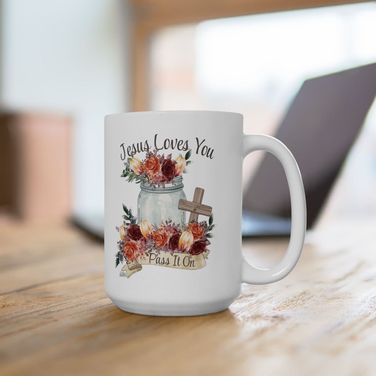 Jesus Loves You Pass It On Cup  |  Mason Jar Cozy Mystery Book Lover Gift