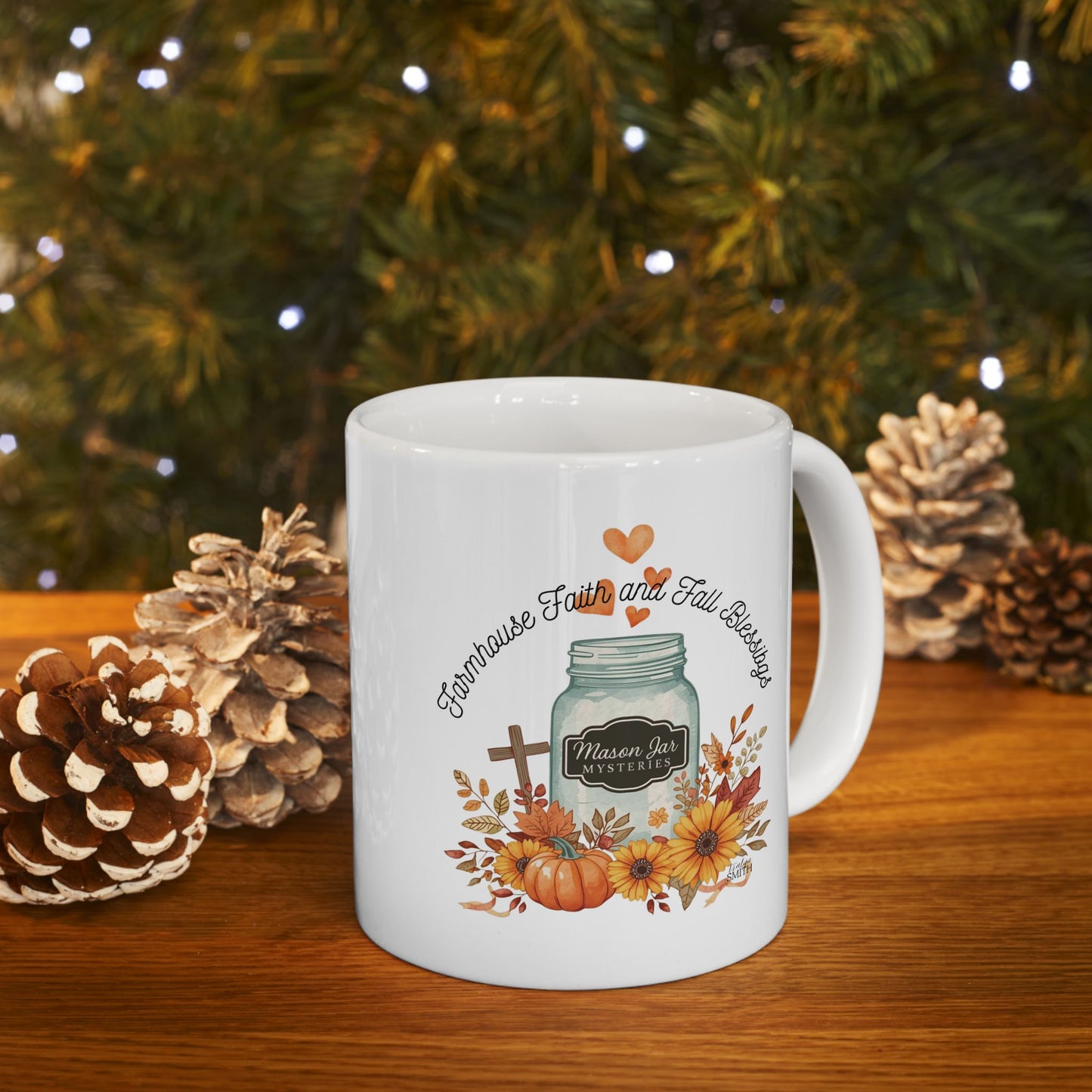 Farmhouse Faith & Fall Blessings Coffee Mug |  Mason Jar Cozy Mystery Book Lover Gift