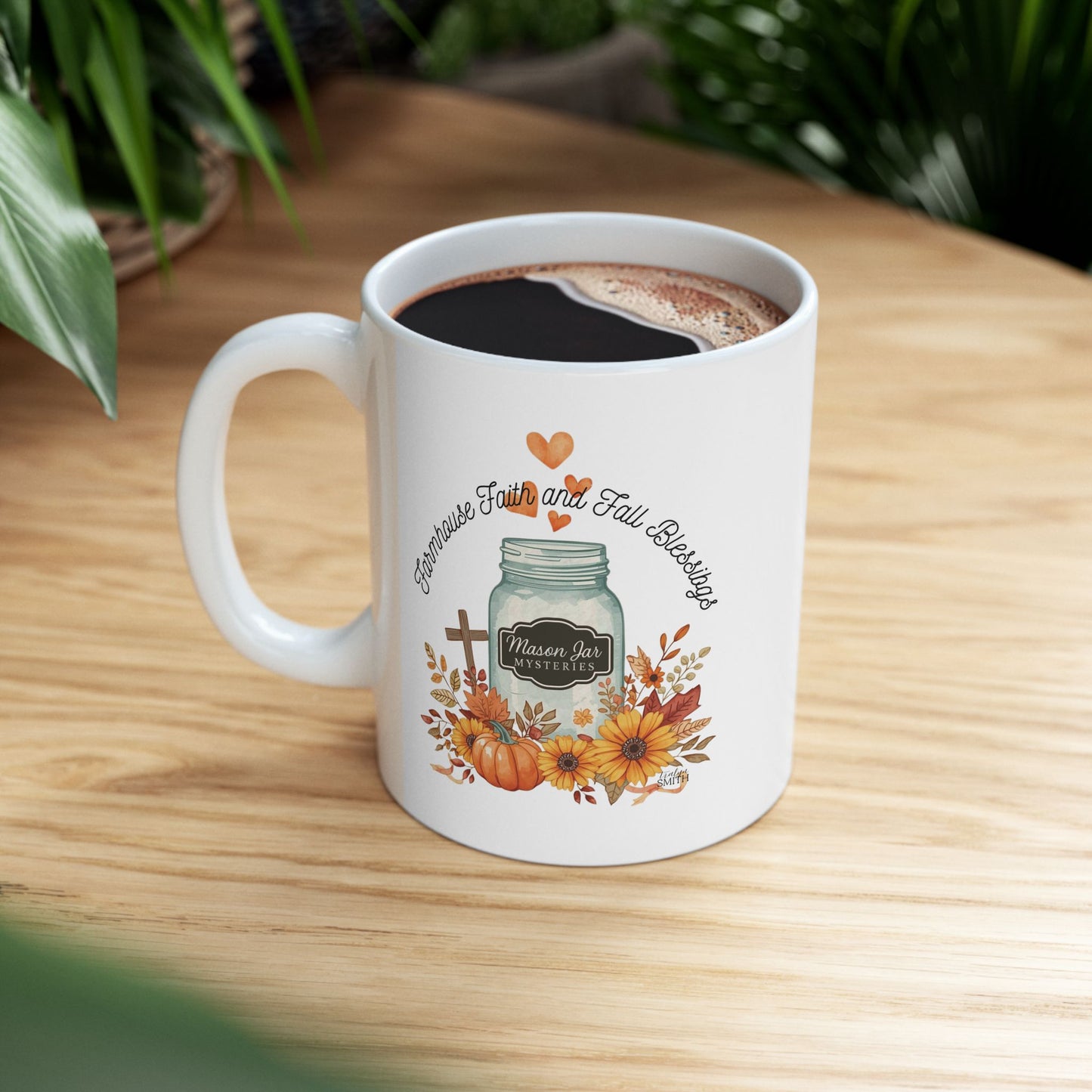 Farmhouse Faith & Fall Blessings Coffee Mug |  Mason Jar Cozy Mystery Book Lover Gift